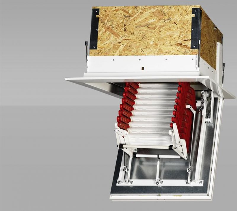 Выдвижная лестница на чердак с люком утепленная Wippro Space - Scale Decor